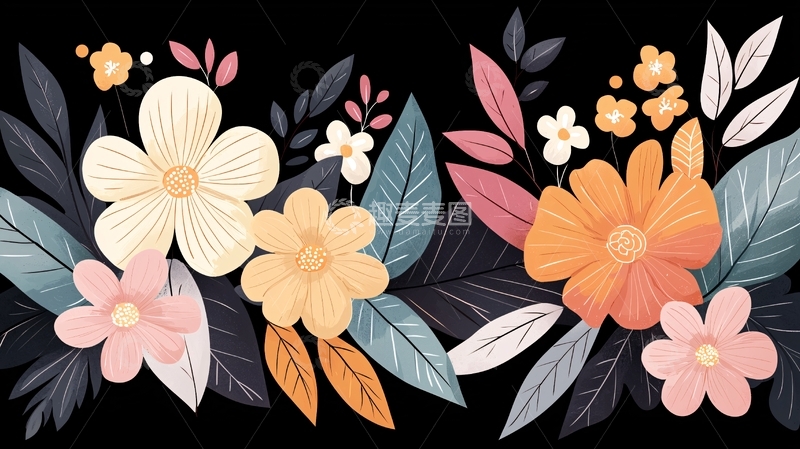 高清大图下载【趣麦麦图】花卉图案背景