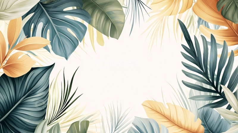 高清大图下载【趣麦麦图】植物叶片框架背景