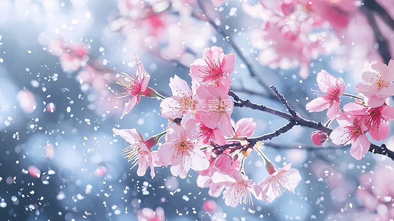 高清大图下载【趣麦麦图】粉色樱花唯美飘落