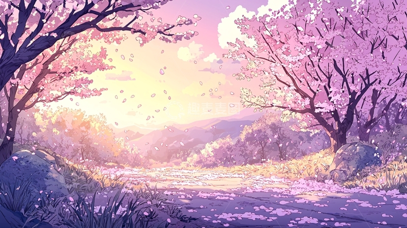 高清大图下载【趣麦麦图】樱花树下的唯美场景