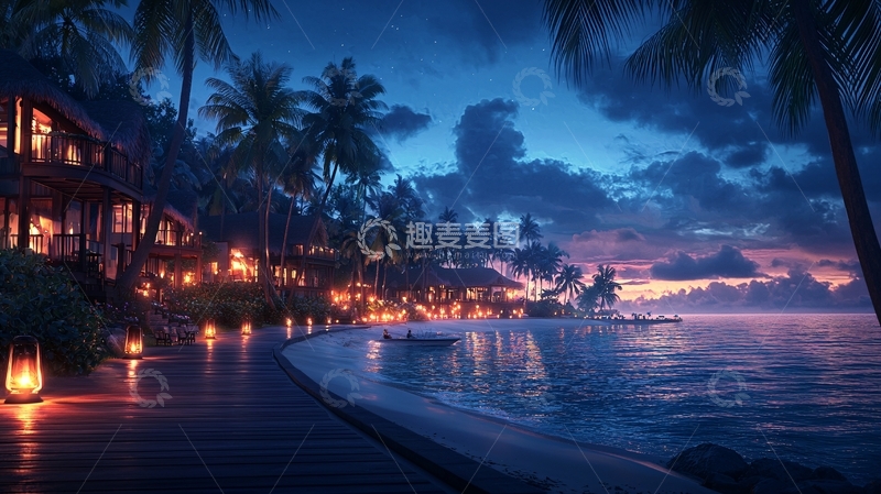 高清大图下载【趣麦麦图】海边夜景高清图片