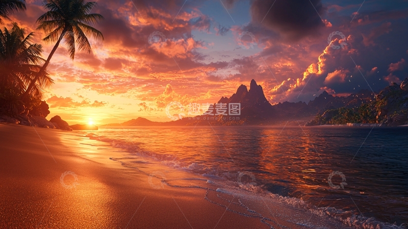 高清大图下载【趣麦麦图】海边日落风景