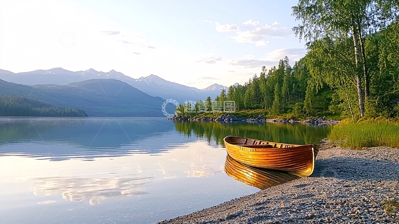高清大图下载【趣麦麦图】湖边木船高清图片