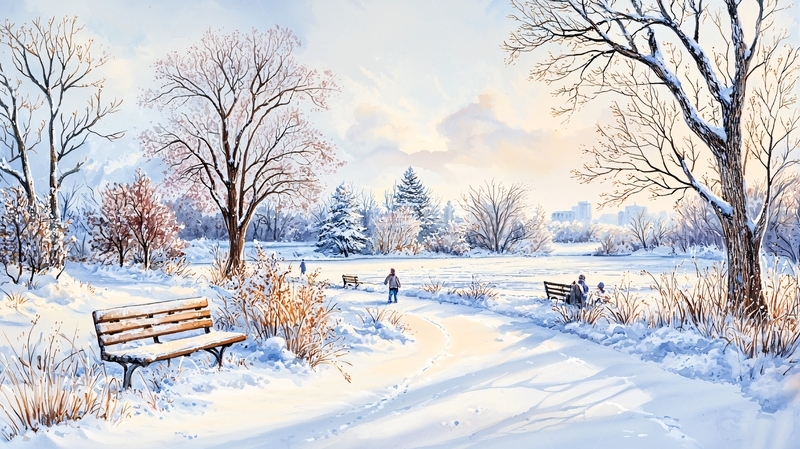 高清大图下载【趣麦麦图】雪后公园高清图片