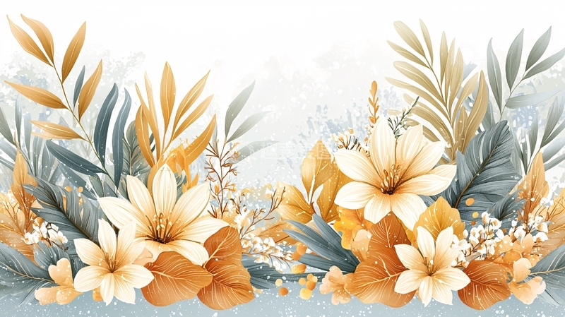 高清大图下载【趣麦麦图】淡雅花卉植物水彩背景