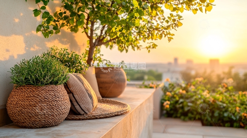高清大图下载【趣麦麦图】阳光洒在露台上