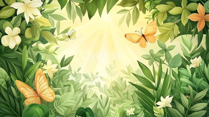 高清大图下载【趣麦麦图】阳光透过树叶的丛林