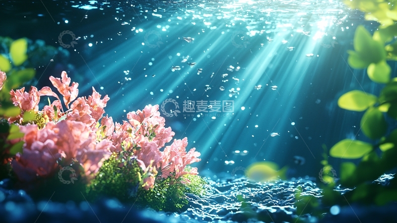 高清大图下载【趣麦麦图】水下世界光线透过