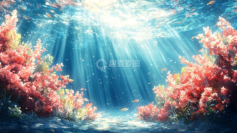 高清大图下载【趣麦麦图】水下阳光珊瑚礁