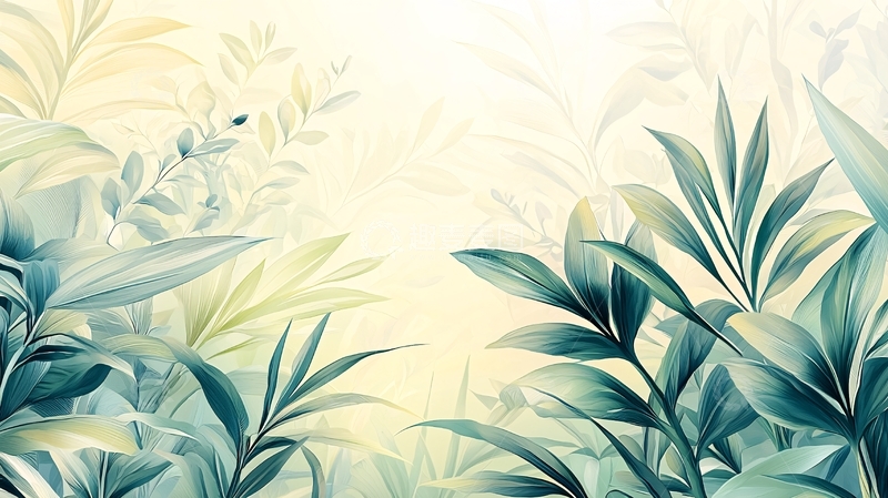 高清大图下载【趣麦麦图】淡雅水彩植物背景图