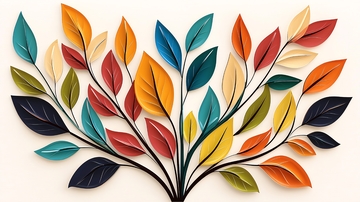 彩色纸艺树叶图案
