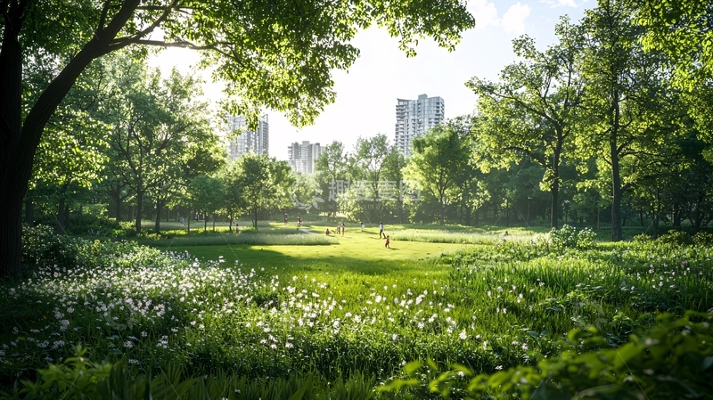 高清大图下载【趣麦麦图】阳光明媚的公园草地