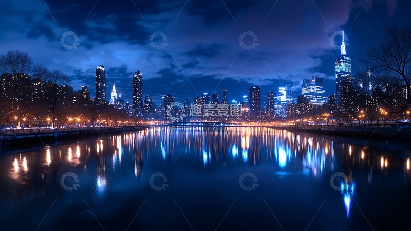 高清大图下载【趣麦麦图】夜幕下的城市天际线3