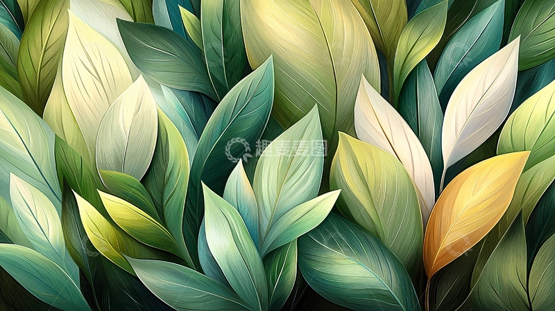 高清大图下载【趣麦麦图】清新叶片特写图案