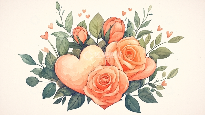 高清大图下载【趣麦麦图】花朵和爱心的柔美画作