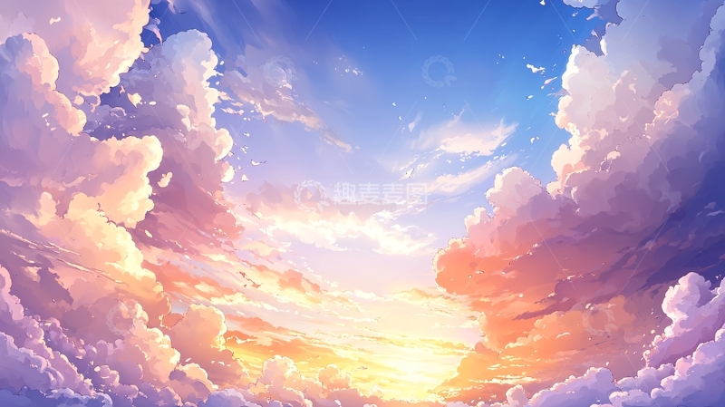 高清大图下载【趣麦麦图】傍晚天空云彩渐变色