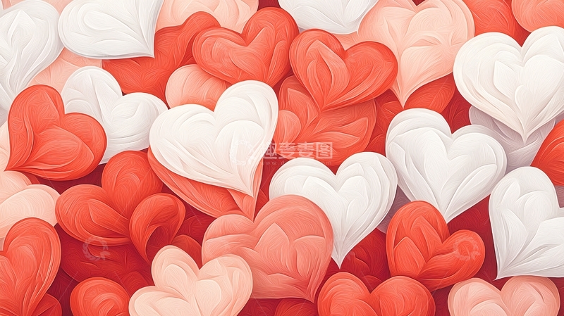 高清大图下载【趣麦麦图】红色和白色爱心堆叠背景