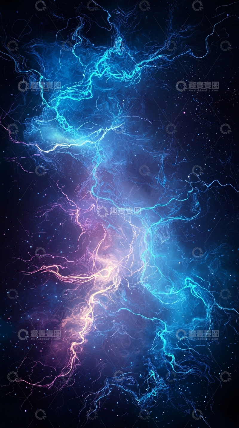高清大图下载【趣麦麦图】炫彩星空闪电背景