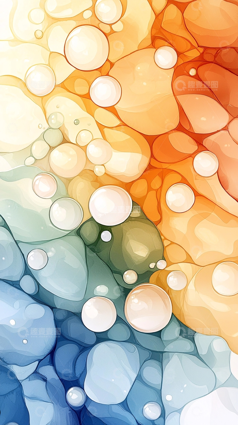 高清大图下载【趣麦麦图】彩色水彩气泡背景