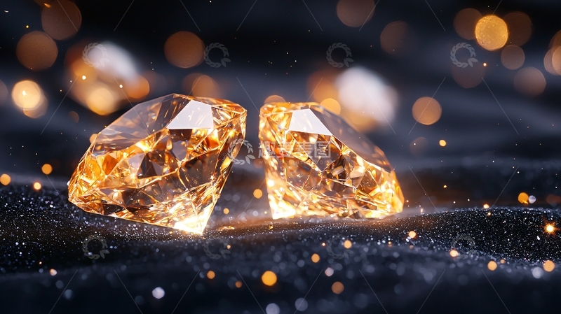 高清大图下载【趣麦麦图】璀璨的金色钻石在黑丝绒上