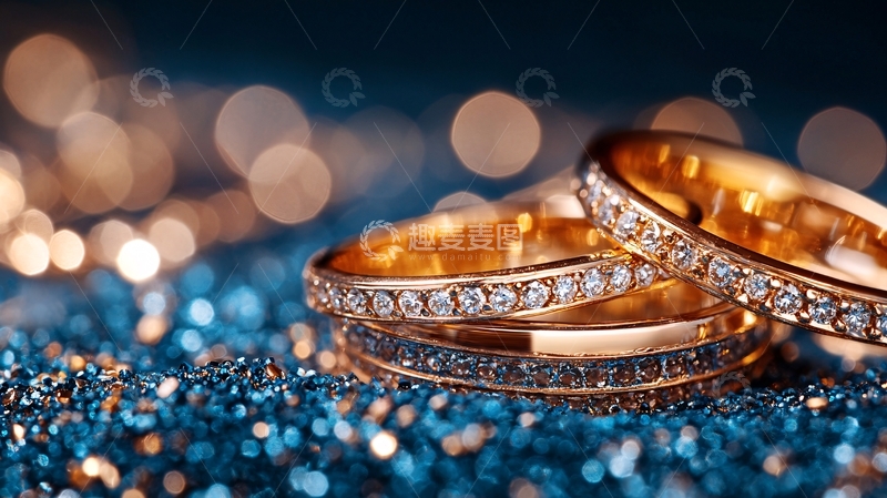 闪耀的钻石戒指特写