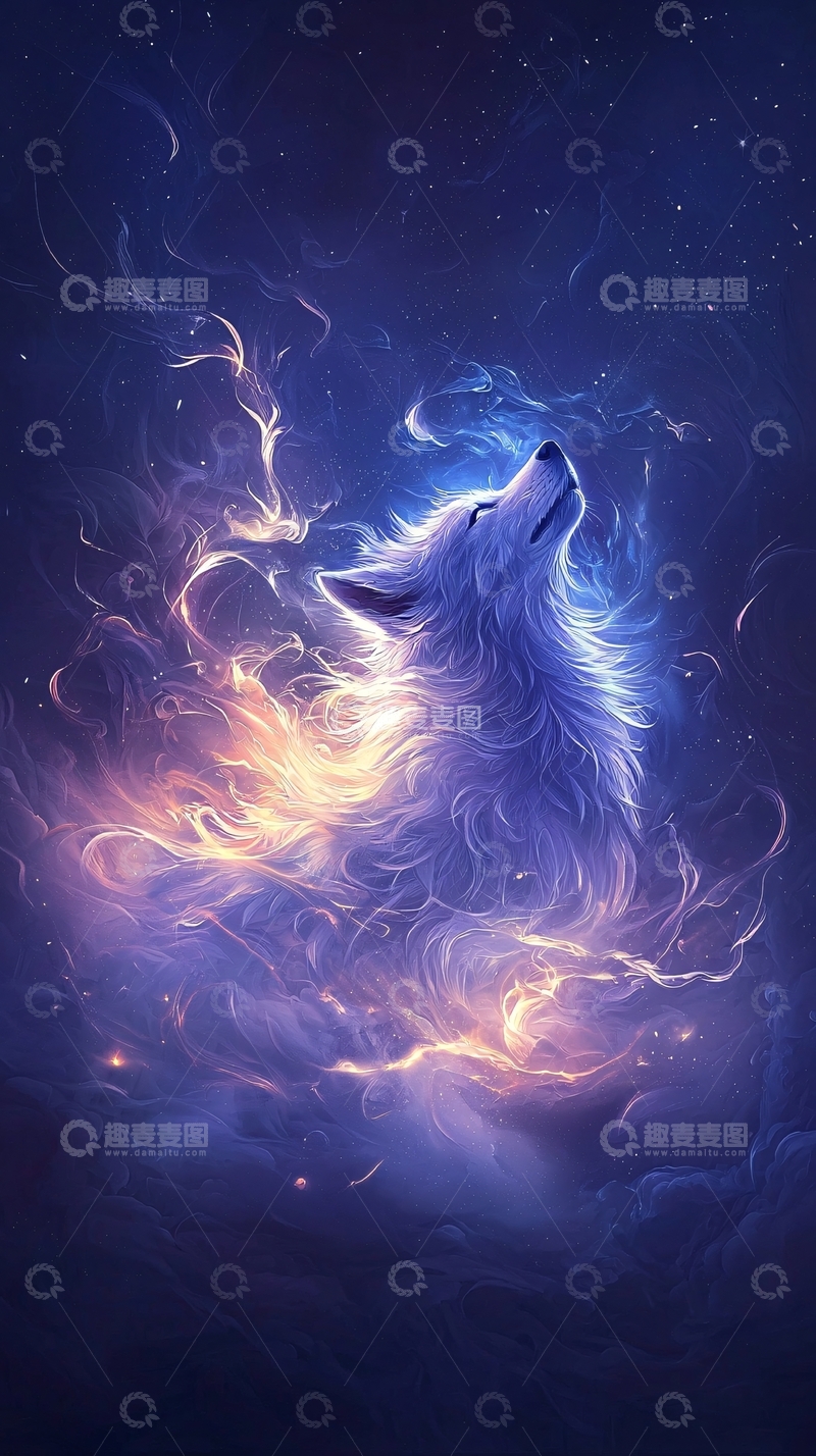 高清大图下载【趣麦麦图】狼在星夜中嚎叫