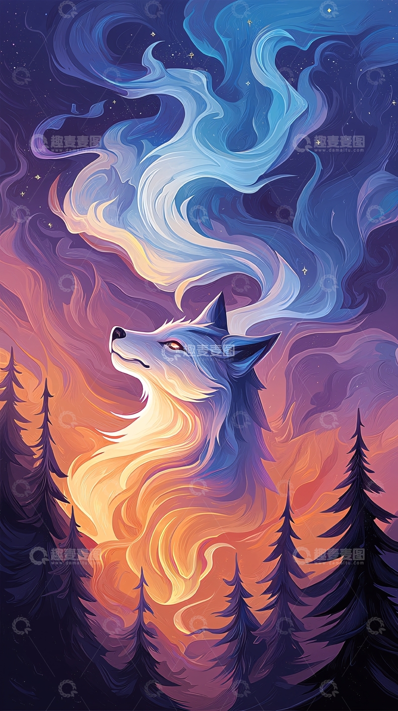 高清大图下载【趣麦麦图】仰望星空的狐狸
