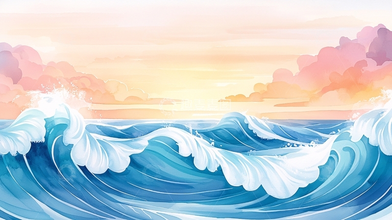 高清大图下载【趣麦麦图】海浪翻滚在阳光下