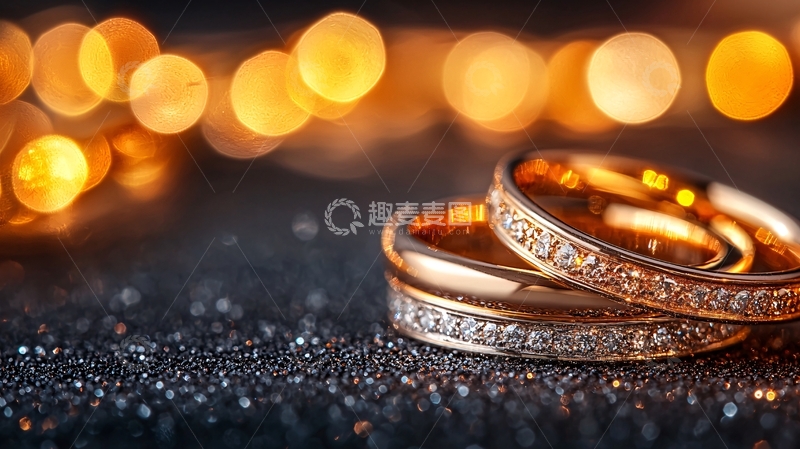 高清大图下载【趣麦麦图】金色钻戒特写浪漫氛围