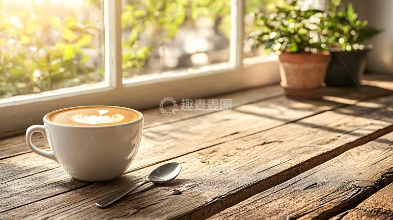 高清大图下载【趣麦麦图】阳光洒在咖啡上的静谧