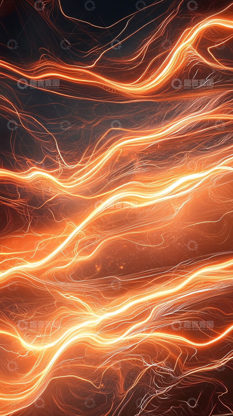 高清大图下载【趣麦麦图】橙色闪电光束的抽象背景