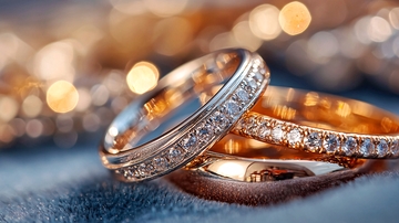 璀璨的结婚戒指特写