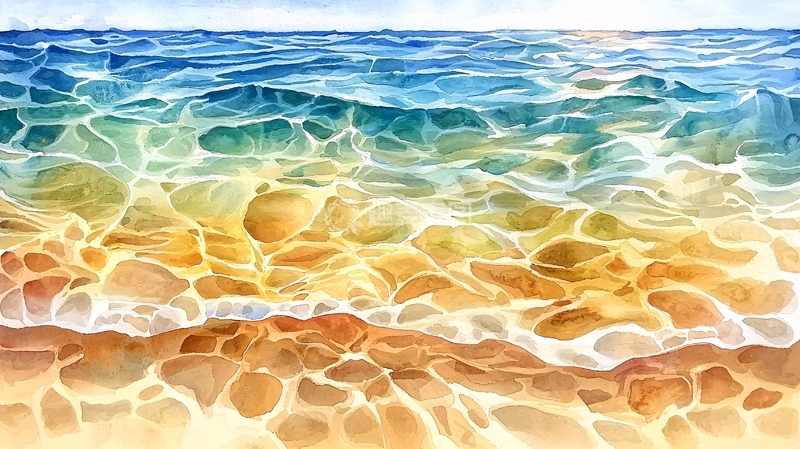 高清大图下载【趣麦麦图】海水光影波纹反射