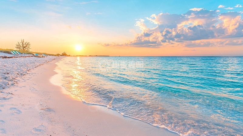 高清大图下载【趣麦麦图】海滩日落美景