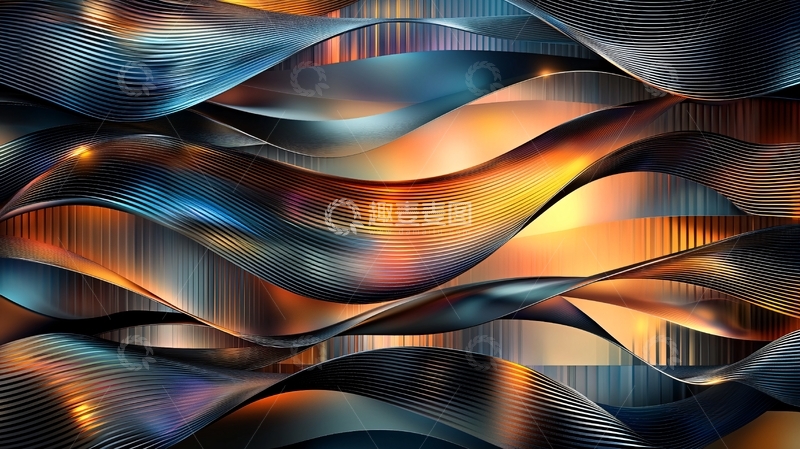 高清大图下载【趣麦麦图】流动的金属质感曲线