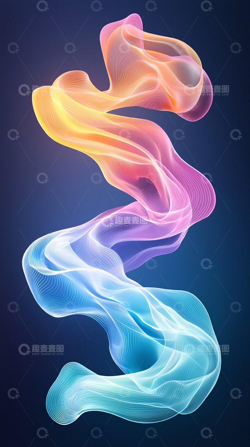 高清大图下载【趣麦麦图】彩色渐变流动烟雾抽象