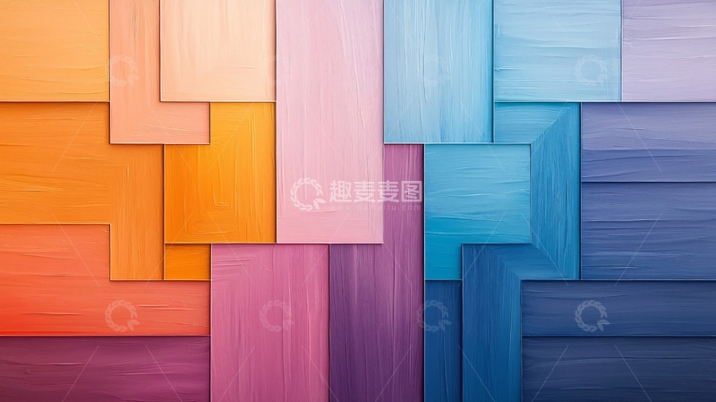 高清大图下载【趣麦麦图】色彩缤纷木板拼贴
