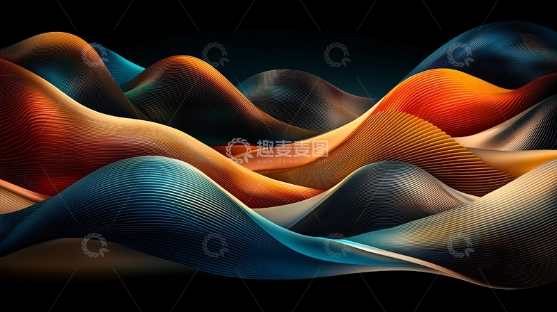 高清大图下载【趣麦麦图】彩色丝绸波浪起伏