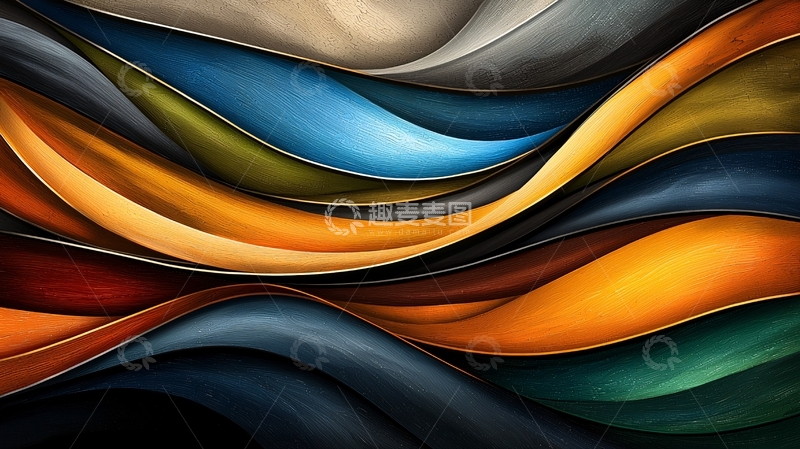高清大图下载【趣麦麦图】抽象色彩流动曲线背景