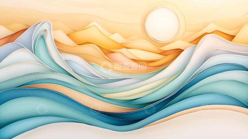 高清大图下载【趣麦麦图】抽象山水画高清图片