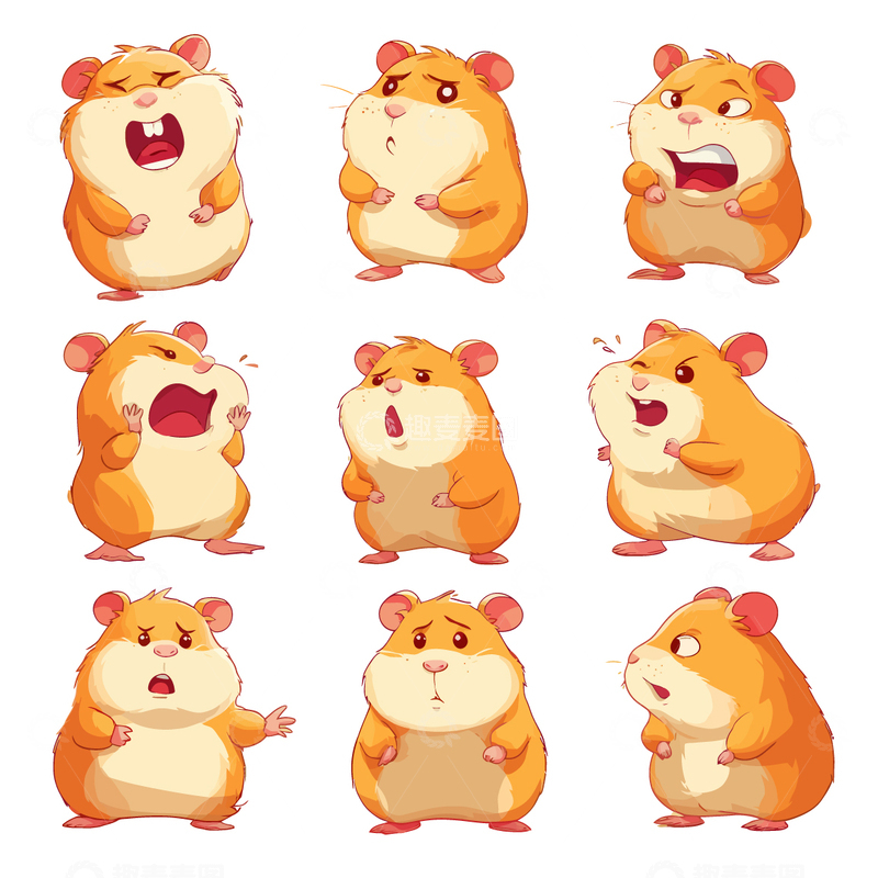 源文件下载【趣麦麦图】仓鼠卡通形象吉祥物设计5
