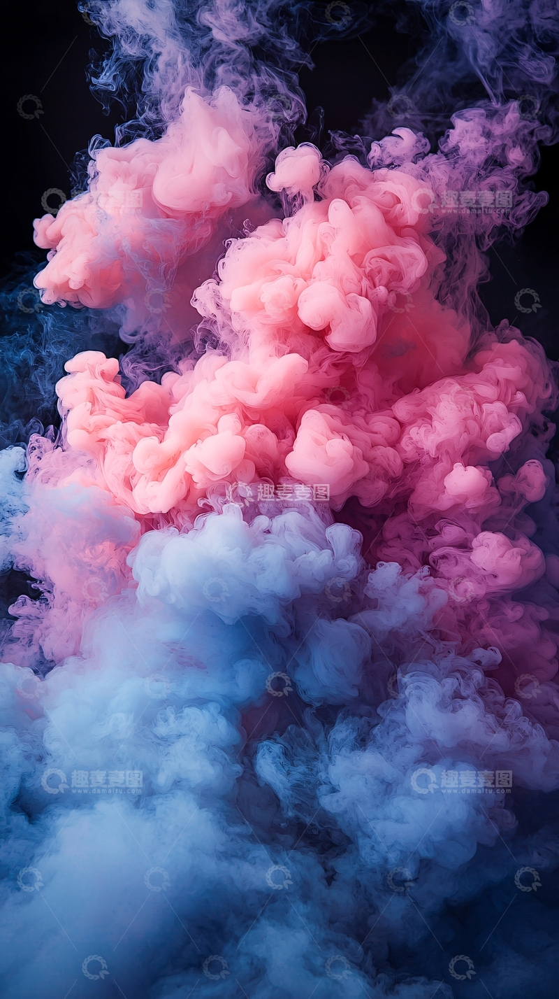高清大图下载【趣麦麦图】粉色与蓝色烟雾混合