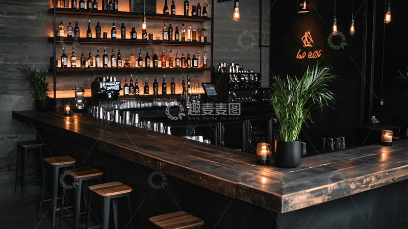 高清大图下载【趣麦麦图】昏暗的酒吧内部