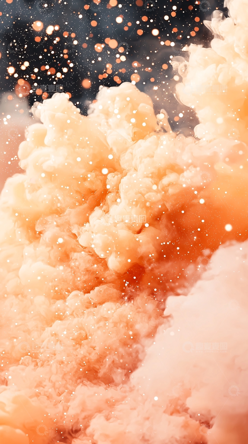 高清大图下载【趣麦麦图】橙色烟雾弥漫星光点点