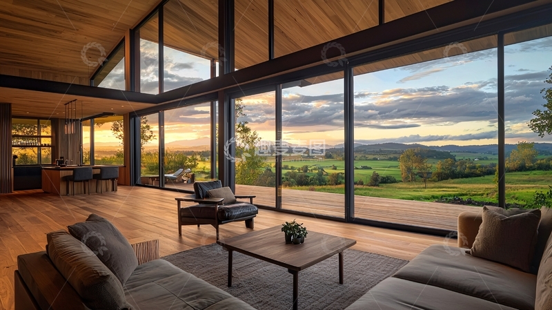 高清大图下载【趣麦麦图】现代简约大落地窗客厅