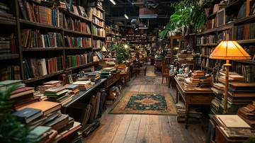 堆满书籍的老旧书店