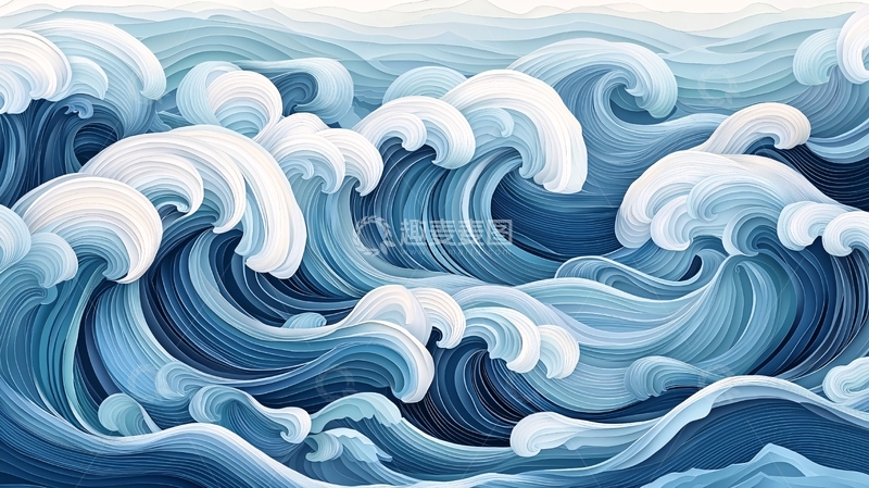 高清大图下载【趣麦麦图】水波汹涌的蓝色海洋
