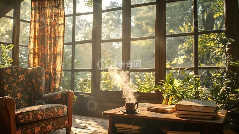 高清大图下载【趣麦麦图】阳光透过窗户的房间