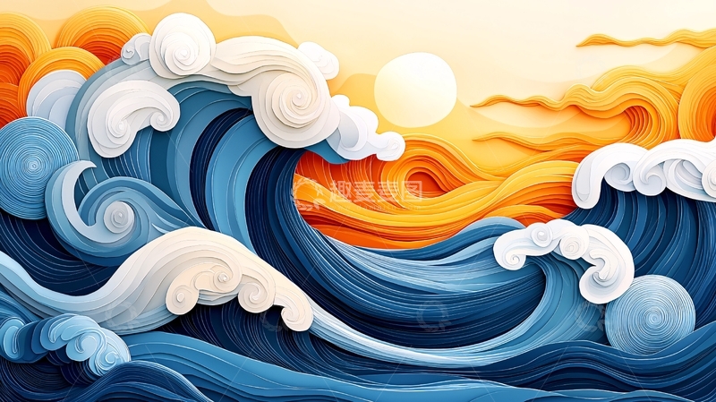 高清大图下载【趣麦麦图】海浪翻滚的抽象画