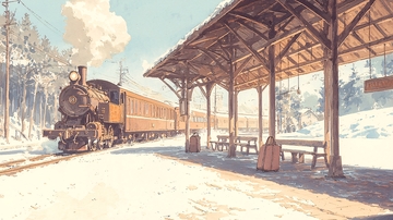 冬日雪地火车站台